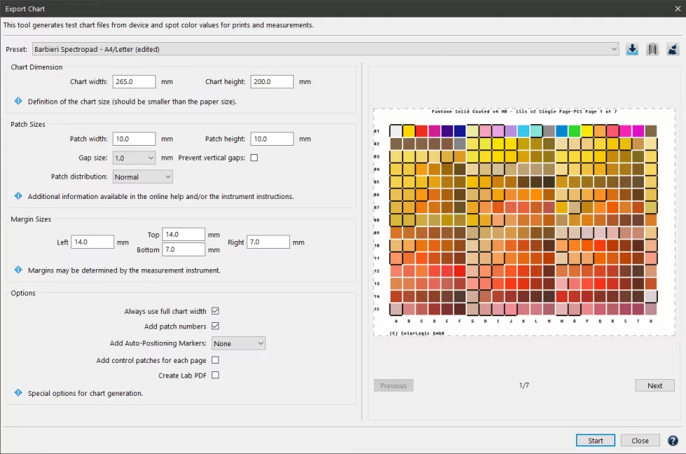 ColorAnt | Export Chart | ColorLogic Online Help